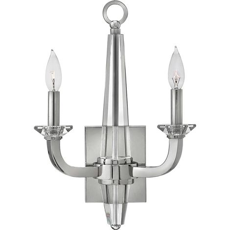 Wandleuchte Wandlampe Flurlampe Nickel Stahl Kristalle 2-flammig B 30,5 cm (1/5)