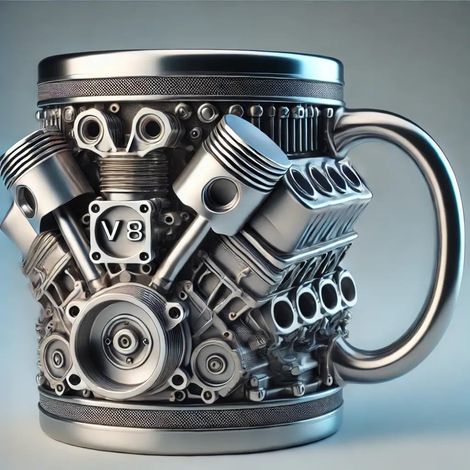 Mug en résine design moteur V8 - Tasse à café pour homme, cadeau (1/5)