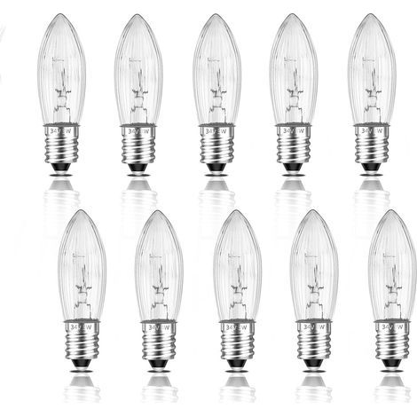 10 Pack Ampoules De Rechange 34V 3W Pour Arches De Bougies De Noël, Ampoules Décoratives à Culot à Vis E10, Lumière Blanc Chaud 2700K, Adaptées Aux Pyramides De Noël (1/5)