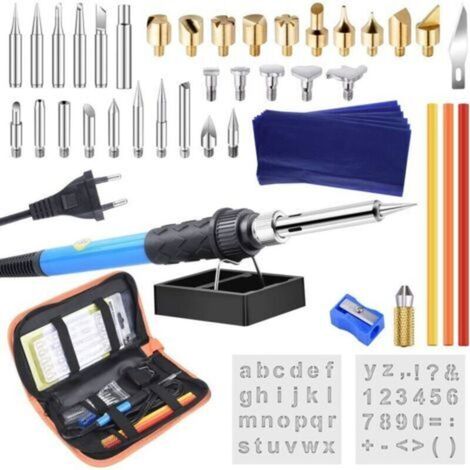 Kit de pyrogravure professionnel pour bois, avec fer à souder réglable en température, idéal pour débutants et artisans (1/4)