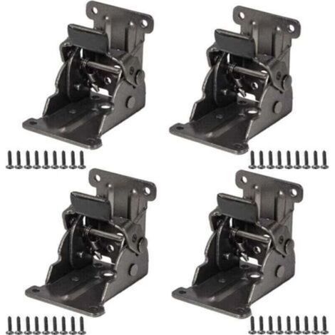 Lot de 4 charnières pliantes autobloquantes noires pour pieds de table, charnières pliantes de 0 à 90 degrés, charnières d'extension de table pliante avec vis pour pieds pliants, établi, extension de (1/4)