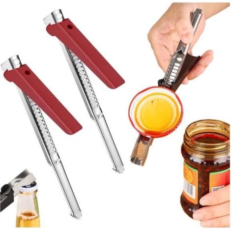 2 pièces Ouvre-boîte réglable pour bocaux, ouvre-bocal 2024, pour les mains faibles,ouvre-boîte multifonction acier inoxydable - sh (1/4)