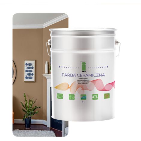 Peinture murale céramique, lavable, marron clair, 5 L, résistante aux taches (1/5)