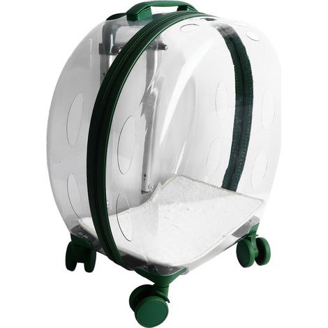 Chariot roulant pour chat, coque PC métallique transparente anti-collision, valise de transport à roulettes (1/5)