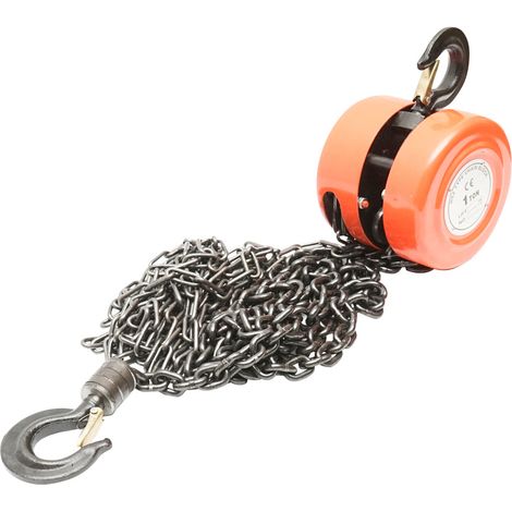 Paranco manuale a catena, portata massima 1000 kg, lunghezza catena 3 m e gancio di sicurezza. Breckner Germany (1/5)