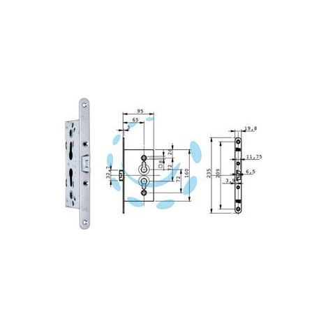 SERRATURA DA INFILARE PER PORTE IN METALLO CATENACCIO E SCROCCO 651 - mm.65 (651202654I)