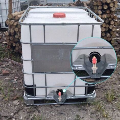 NALOOKAMIC Lot de 1, S60X6 IBC adaptateur de boîte de vidange pour raccord de tuyau pour mélangeur de jardin en laiton, raccord de réservoir 1000 l 12,7 mm