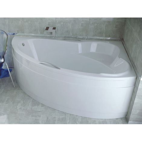 Baignoire Bain d'angle 160x100 Droite avec tablier en acrylique + poignée, Siphon de bain et pieds (support) - Set 5en1 - Fabriqué en UE - BADLAND ADA