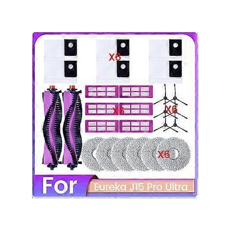 Lot de 26 pièces pour aspirateur Eureka J15 Pro Ultra : pièces détachées, brosse principale, filtre HEPA, lingette et sac à poussière. (1/5)