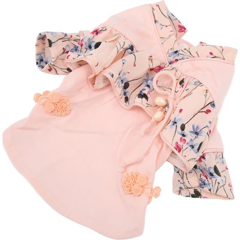 Costume Tang pour animaux de compagnie, robe élégante de style chinois Cheongsam en satin pour petits chiens et chiots. (1/5)