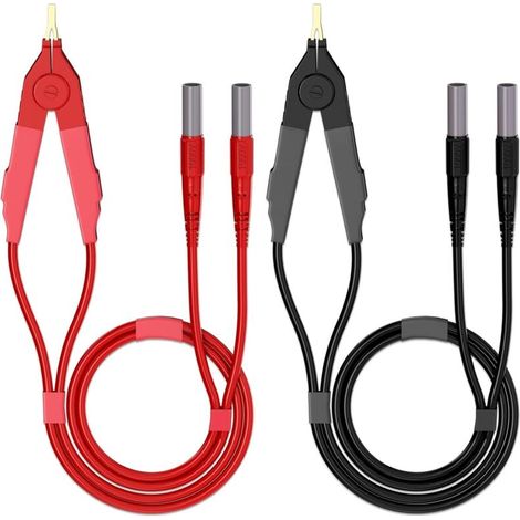 LCR-Messleitungen, Kelvin-Anschlüsse, 4-mm-Sicherheits-Bananenstecker, 1,2 m / 3,94 ft für Digitalmultimeter (1/3)