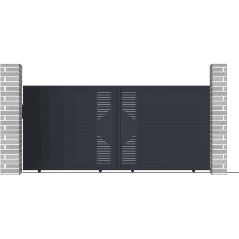 Portail coulissant aluminium 392x158 cm anthracite décoratif (1/5)