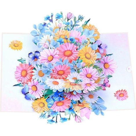 Cartes de vœux 3D fleurs marguerites élégantes, accessoires pour messages privés, cartes de décoration florale personnalisées. (1/4)