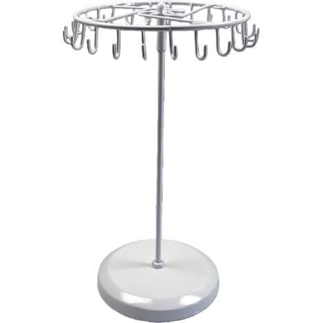 Présentoir à bijoux, présentoir à bijoux rotatif en métal avec 23 crochets, support à bijoux, présentoir de rangement pour colliers, bracelets, bagues et boucles d'oreilles, 34 cm de haut x 20 cm de l (1/5)