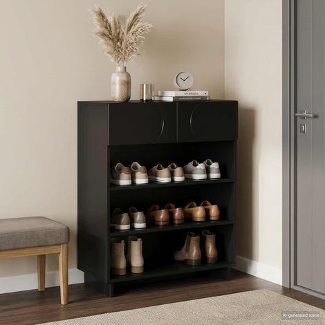 vidaXL Mueble zapatero 73 x 38 x 87,5 cm Madera tecnológica Negro (1/5)