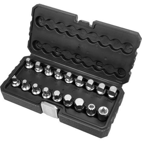 Jeu de clés Yato pour bouchons de vidange d'huile, 18 pièces.