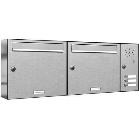 2er V2A Edelstahl Briefkastenanlage für Aufputz - Wandmontage 3 Klingel (1/5)