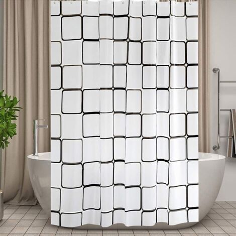ALLIANDISRideau de Douche Résistant aux Moisissures pour Salle de Bain, Grand Rideau Douche, Carré, Rideau Salle de Bain, Imperméable,200x200 cm (1/5)