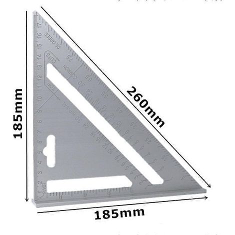 Règle triangulaire 7 pouces en alliage d'aluminium (2021) - Rapporteur d'angle en alliage d'aluminium - Système métrique/impérial