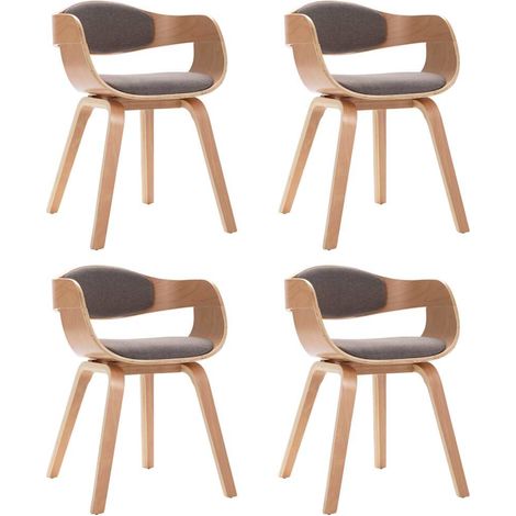 Maison Exclusive - Esszimmerstühle 4 Stk. Bugholz und Taupe Stoff (1/5)