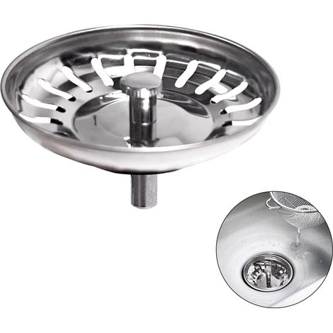 Bonde d'évier de Cuisine, Universel, en Acier Inoxydable, Ø 78 mm, avec 18 rainures pour Une vidange Rapide, Compatible avec Les éviers Standards (79mm) (1/5)