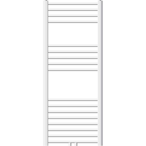 ECD Germany Badheizkörper 500 x 1200 mm - Weiß - gebogen mit Mittelanschluss - Design Heizkörper Handtuchwärmer Handtuchtrockner Handtuchheizkörper Handtuchheizung Handtuchheizer Badezimmer Heizung