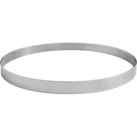 1 Cercle à tarte perforé, Inox, Ø 14 cm, Hauteur 2 cm, Cuisson uniforme, Pâtisserie professionnelle