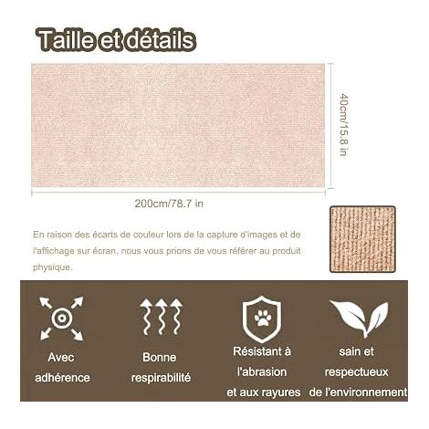 Film Anti Griffures Autocollant pour Canapé,200x40 cm, Protection pour Meubles Contre Chats, Tapis et Ruban Griffer pour Chat (Kaki) (1/3)