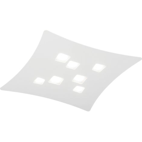 Plafoniera Isotta moderna 7 luci GX53 bianca - Lampada da soffitto in metallo curvato 62x69cm, design geometrico, max 7x8W, IP20, lampadine escluse (1/4)
