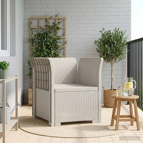 Fauteuil de Jardin 1 Place Aspect Rotin en Polypropylène Blanc pour Terrasse et Balcon - PANGIVO (1/4)