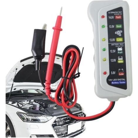 Testeur de batterie automobile,Voyant LED haute précision 6V 12V Analyseur de batterie automatique - Testeurs de tension avec poignée ergonomique, vérificateur de batterie automobile pour (1/5)