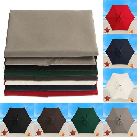 Housse de remplacement pour parasol, couleur rouge vif, 3 mètres, 6 baleines, toile imperméable résistante aux intempéries (1/4)