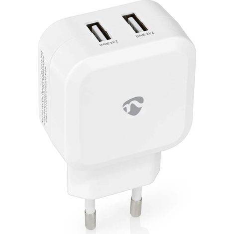 Chargeur mural 24 W Charge rapide 2 x 2,4 A 2 ports USB-A Sans câble Tension de sortie unique (1/5)