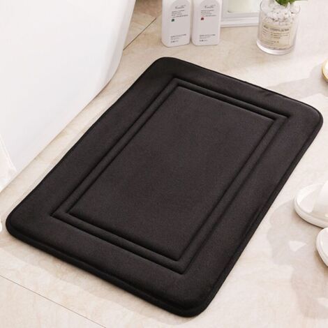 Pair Tapis Bain Mousse Mémoire - 1 pièce, Tapis Bain Mousse Mémoire Noir - Lavable