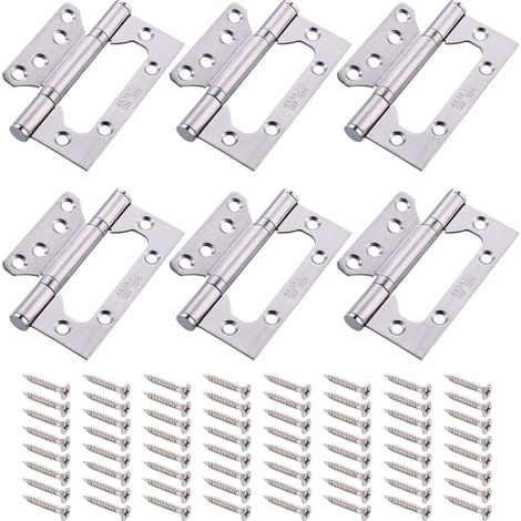 6Pcs Charnière en Laiton Antirouille, Charnière Porte de Maison Robuste en Acier Inox 304, Charniere Inox Roulement à Billes, pour Armoire Chambre à Coucher, Placard Cuisine, Porte Intérieure (1/5)