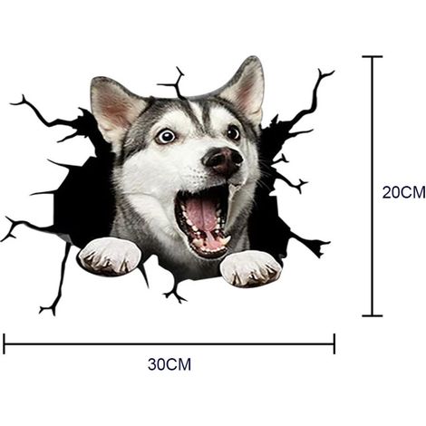 2 pcs Vinyle Animaux Autocollant De Voiture Husky Chien Décalque Étanche Amovible Décor De Voiture (1/3)