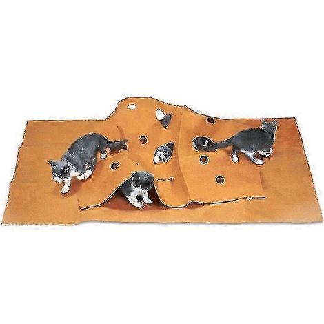 Katzenspielteppich mit Wellenmuster, Aktivitätsmatte mit Tunnel, interaktiver Spielspaß und Kratzmatte