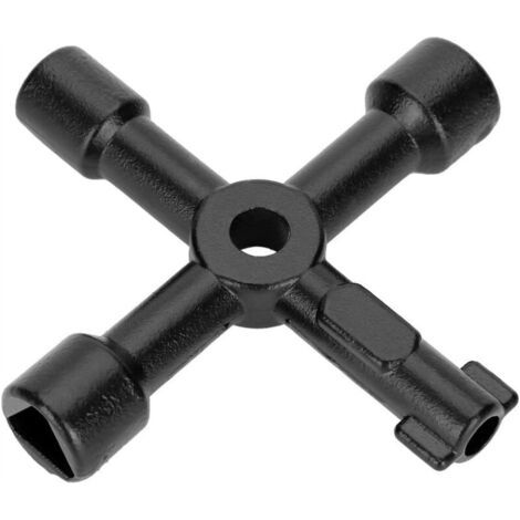 Clé d'Ouverture Universal Key en Alliage de Zinc de Clé de Radiateur 4-Way (Noir ) (1/5)