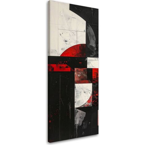 Quadro su tela, Astrattismo texture cerchi forme nero e rosso, 30x90 (1/5)
