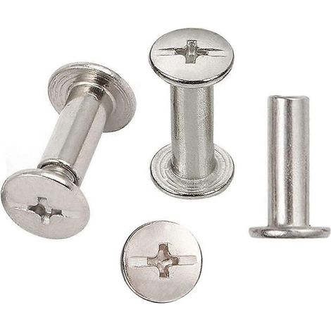 30 jeux de vis de reliure Chicago, 5 mm x 15 mm, nickelées, couleur argentée (1/4)