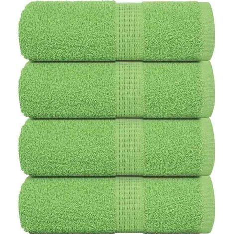 4 serviettes de toilette, en coton 100 %, vert pomme, 30 x 30 cm, pour salle de bain et voyage