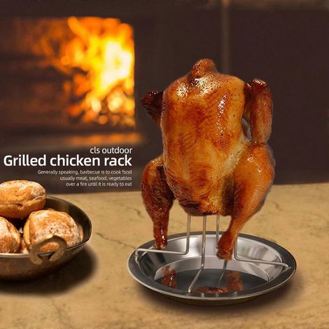 Support de rôtisserie pour poulet, four, gril, barbecue, support vertical robuste pour volaille et dinde (1/4)