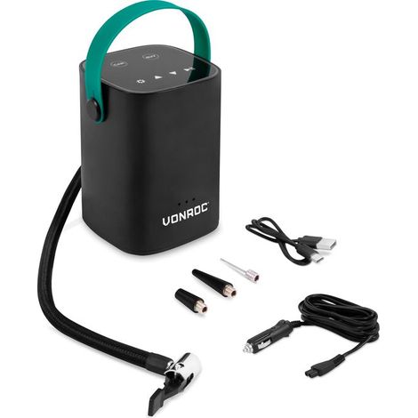 Vonroc – Mini compresseur sans fil 12V – Batterie 2.0Ah – Pression max 7 bar – Débit 30L/min – Gonflage rapide pneus voiture et vélo (1/4)