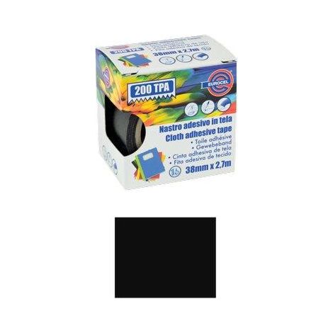 NASTRO ADESIVO TELATO 200 TPA EUROCEL - NERO MM 38 ML 2,7- 4 pezzi