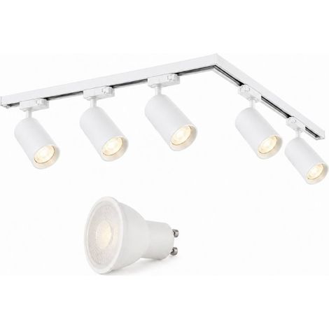 Kit Rail LED Monophasé en L + 5 Spots GU10 Blanc - 300 cm - Blanc Neutre (4000K - 5500K) - SILAMP (1/2)