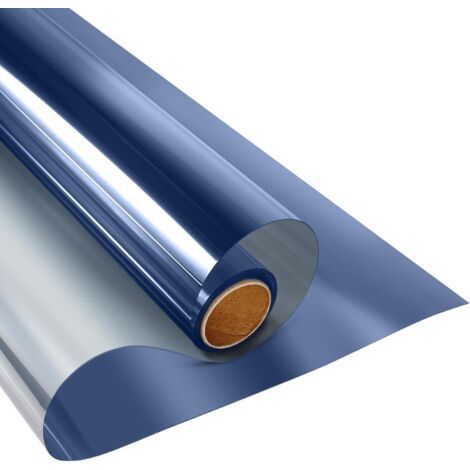 Einseitig statisch haftende Sonnenschutzfolie, UV-beständig und reflektierend, für Zuhause und Büro, blau-silber, 60 cm x 2 m (1/5)