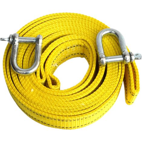 Sangle de remorquage haute résistance avec deux crochets de sécurité en D pour treuil, capacité de 5 tonnes et longueur de 5 m
