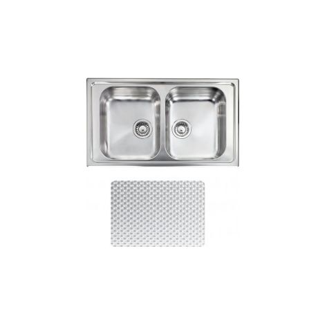 CM 011294.X1.01.2016 Zenith Lavello da incasso 2 vasche acciaio inox antigraffio (86x50x19 cm) colore Acciaio (1/5)
