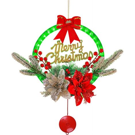 Guirlande De Noël À Led - Couronne Décorative Pour Porte Fenêtre Mur Extérieur - 30 X 28 Cm - Fonctionne Avec 3 Piles AAA (1/5)