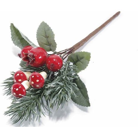 Mazzolini di Pino con Bacche Rosse Fiori Artificiali Natalizi Addobbi per Albero di Natale Decorazione Natalizia Chiudi Pacco (1/3)